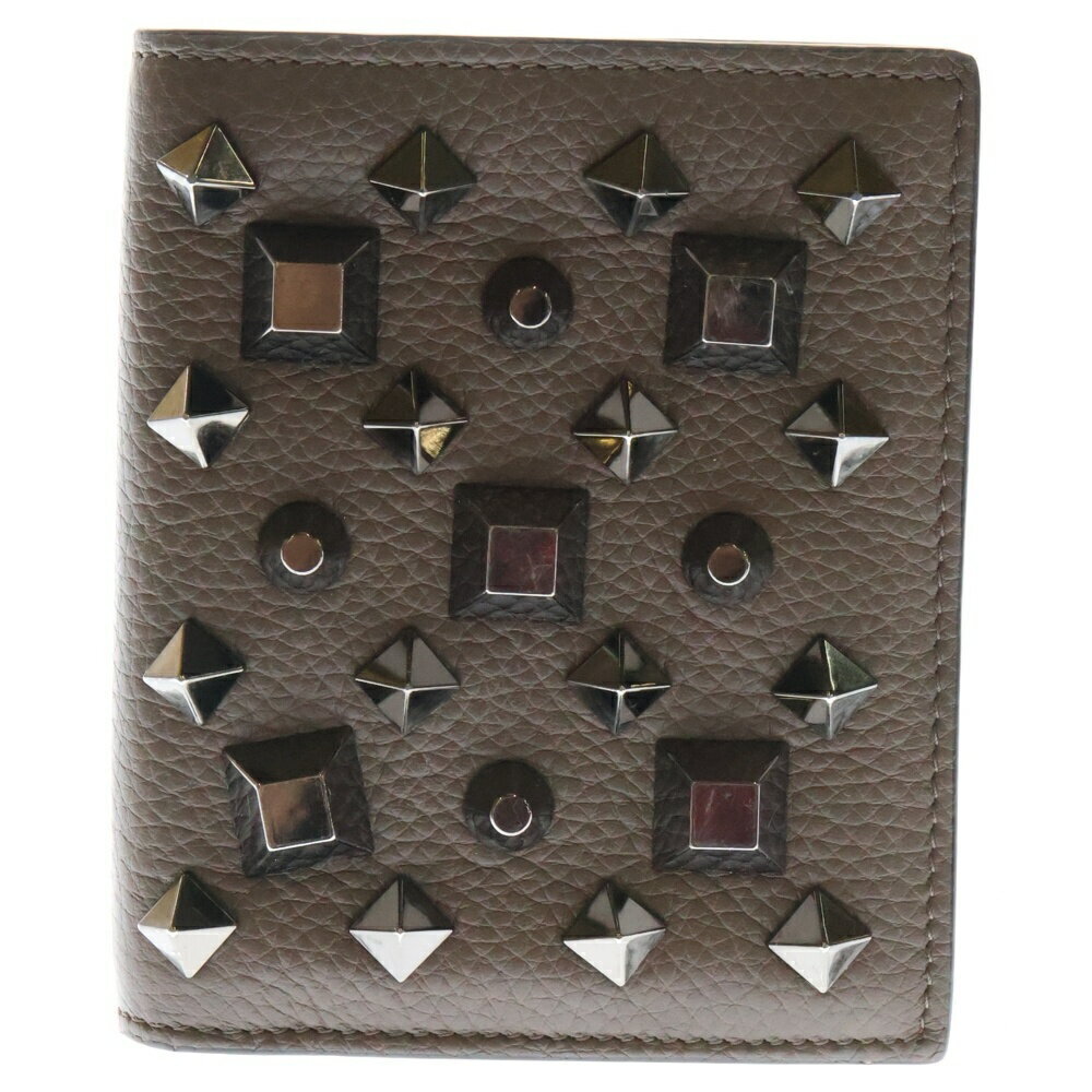 Christian Louboutin Panettone Studded Bifold Wallet Greige Leather